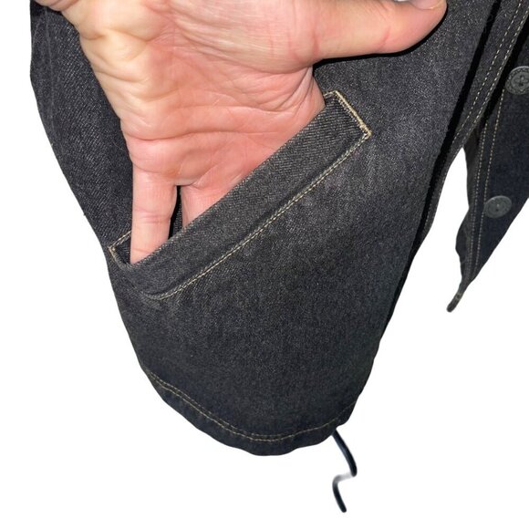 Carole Little Sport Vintage Womens Jacket Size 12 Blue Beaded Denim Leather - Picture 9 of 10